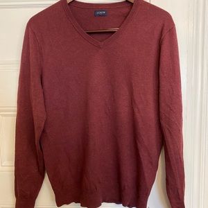 Red JCrew crewneck pullover sweater.